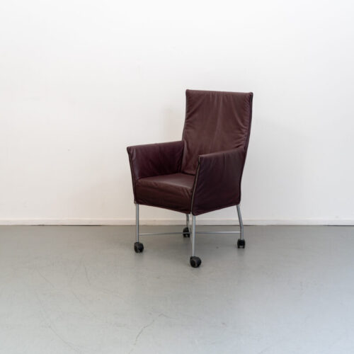 ACTIE!! 50x Montis Chaplin Stoel Aubergine Leer - Grijs/Wiel