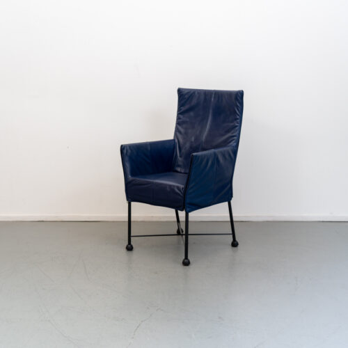 Montis Chaplin Stoel Blauw Leer - Zwart/Dop