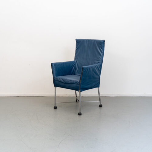 Montis Chaplin Stoel Blauw Leer - Chroom/Dop