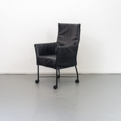 Montis Chaplin Stoel Zwart Leer - Zwart/Wiel