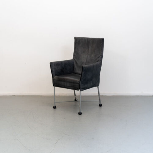 Montis Chaplin Stoel Antraciet Leer - Aluminium (Op Doppen)