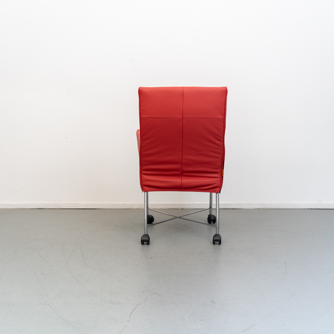 Montis Chaplin eetkamerstoelen oranje/rood leder