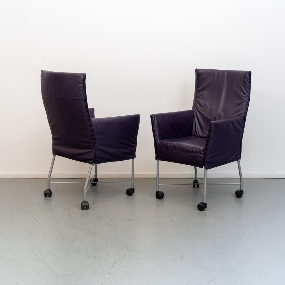 ACTIE!! 50x Montis Chaplin Stoel Paars Leer - Grijs/Wiel