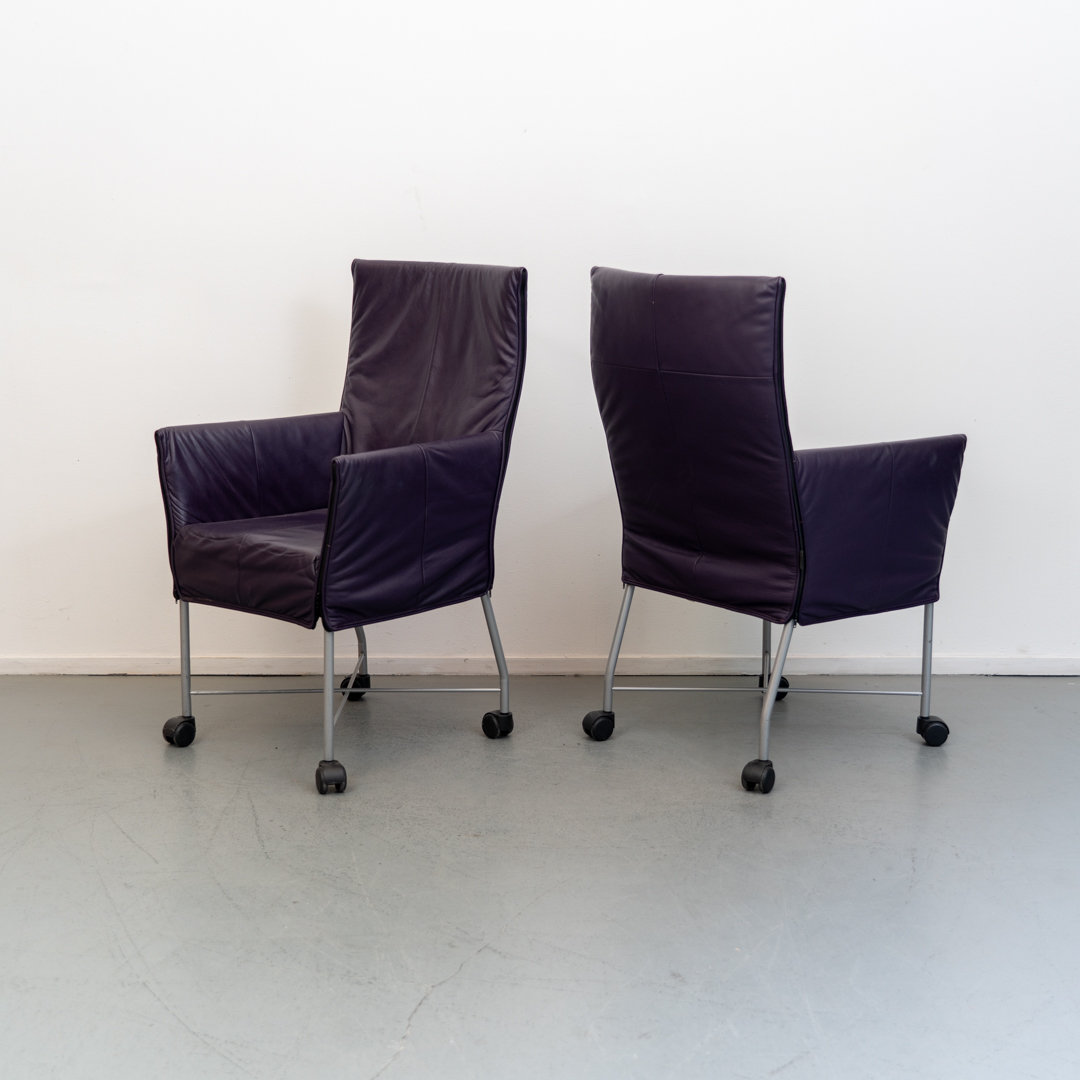 ACTIE!! 50x Montis Chaplin Stoel Paars Leer - Grijs/Wiel