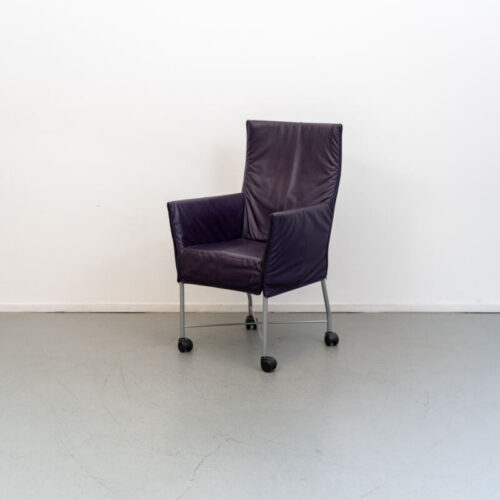 ACTIE!! 50x Montis Chaplin Stoel Paars Leer - Grijs/Wiel