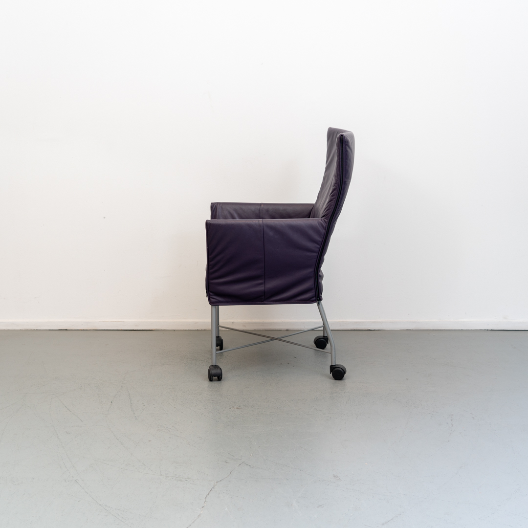 ACTIE!! 50x Montis Chaplin Stoel Paars Leer - Grijs/Wiel