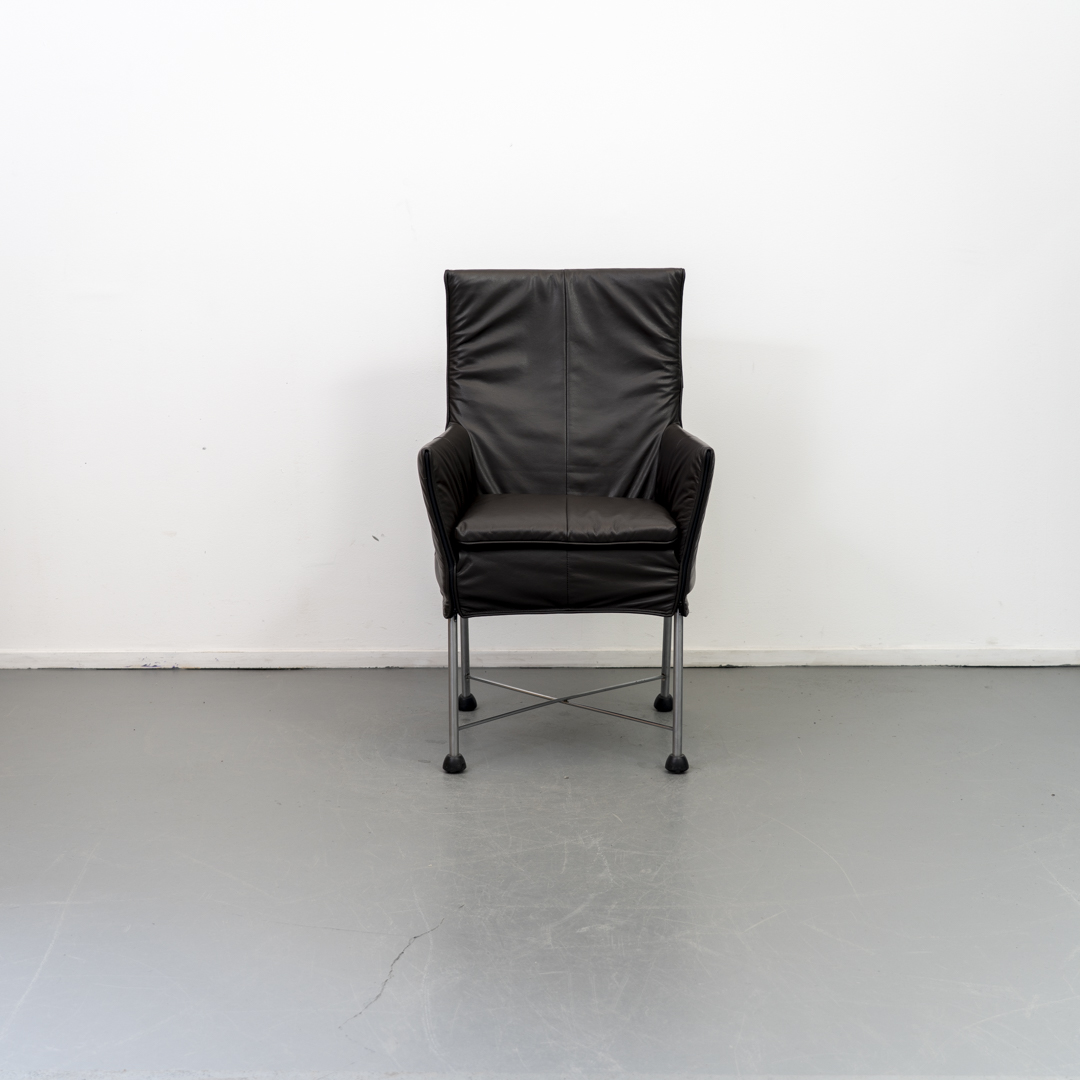 Montis Chaplin Stoel Donkerbruin Leer - Chroom/Dop