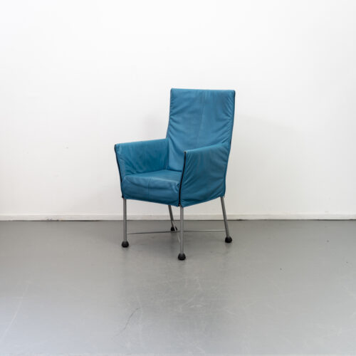 Montis Chaplin Stoel Turquoise Blauw Leer - Grijs/Dop