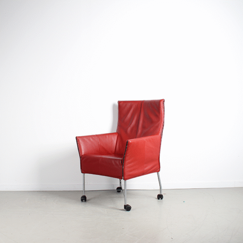 Montis Charly Fauteuil Rood Leer – Wielen
