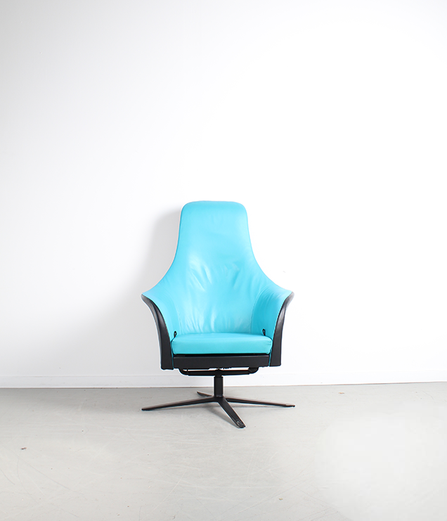 Montis Marvin Relaxfauteuil Turquoise Leer + Zwart Leer
