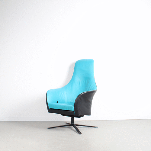 Montis Marvin Relaxfauteuil Turquoise Leer + Zwart Leer