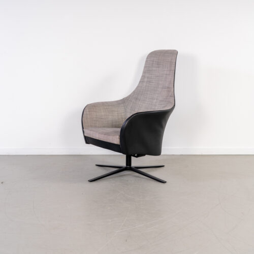 Montis Marvin Relaxfauteuil Grijs Stof + Zwart Leer