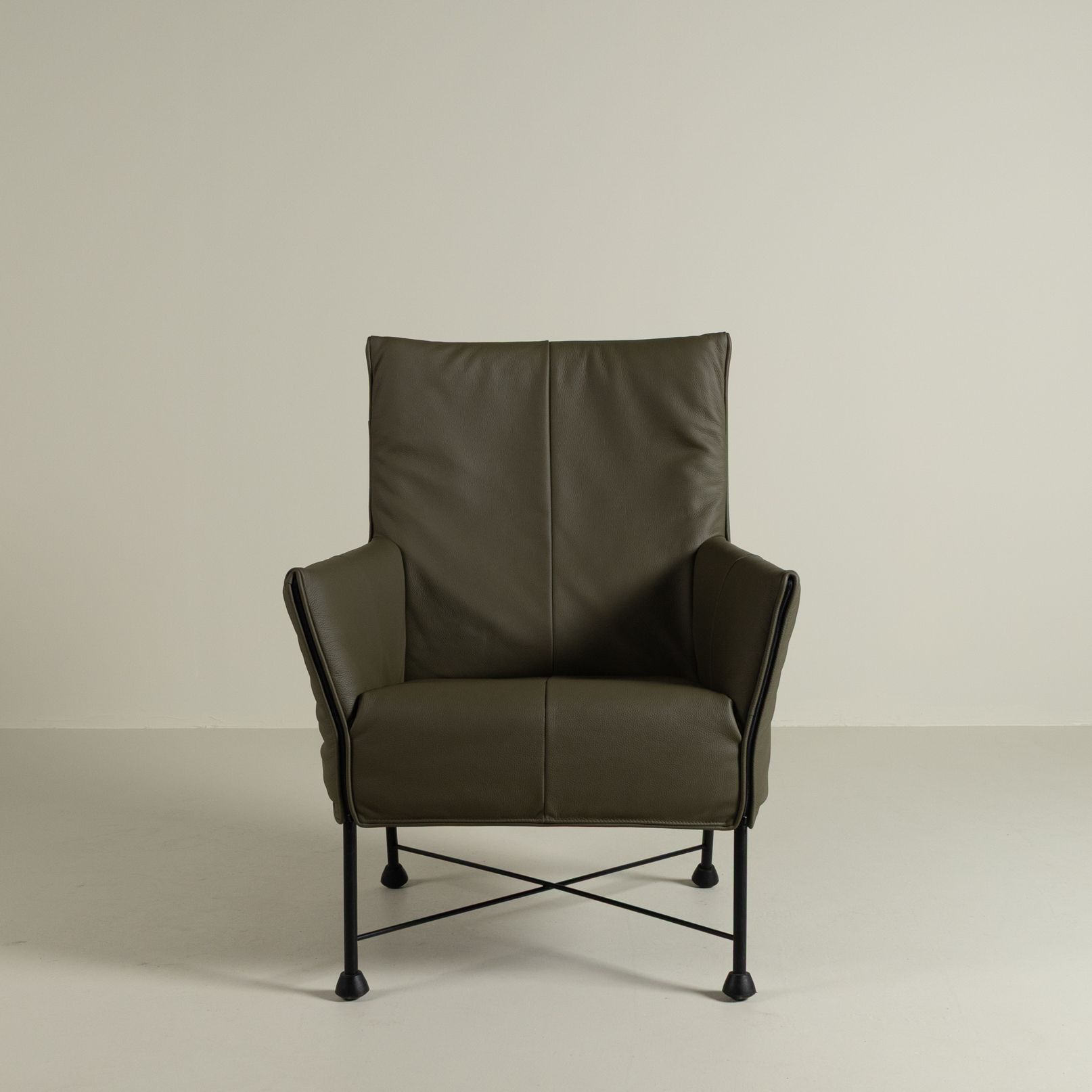 Montis Charly Fauteuil Groen Leer - Zwart (Op Doppen)