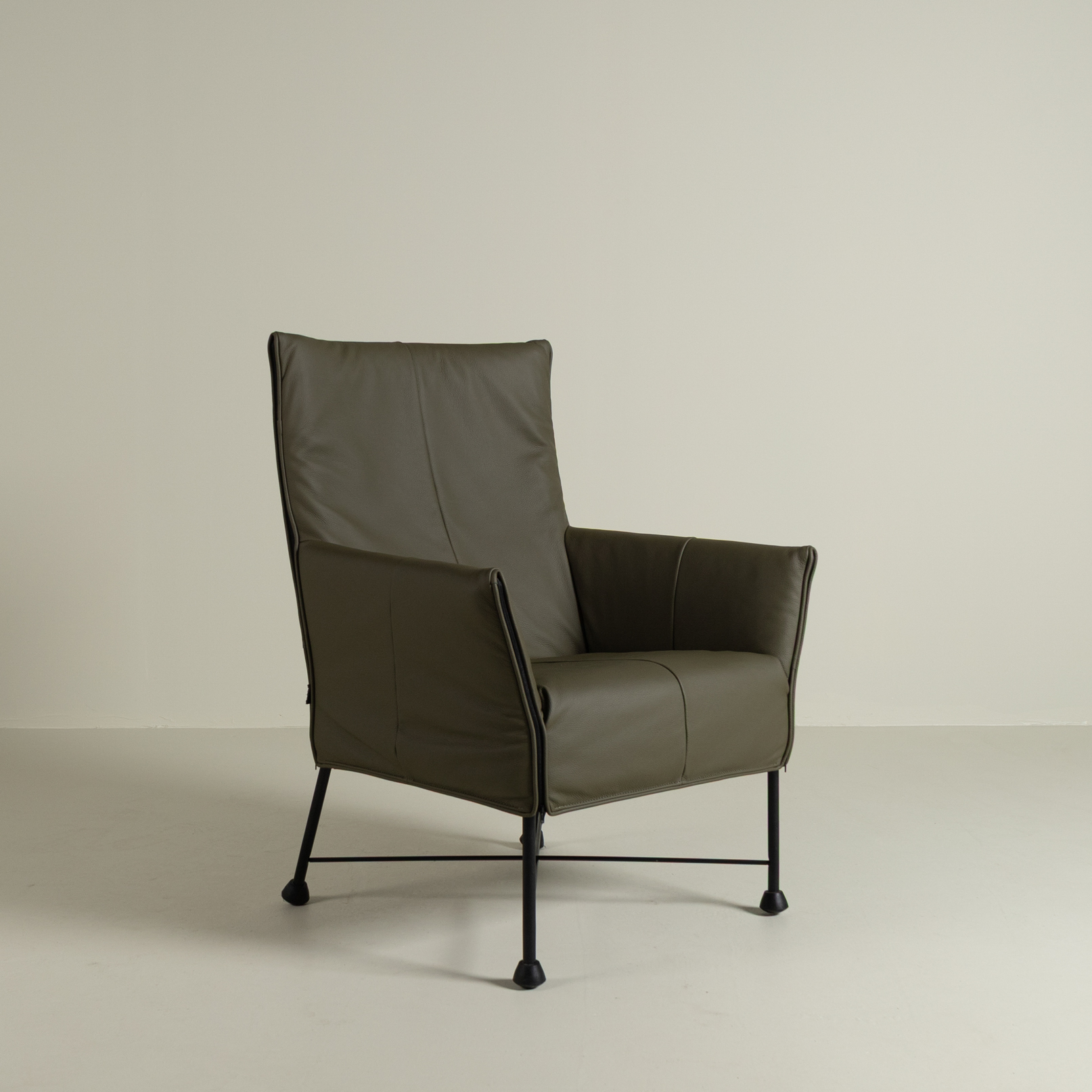 Montis Charly Fauteuil Groen Leer - Zwart (Op Doppen)