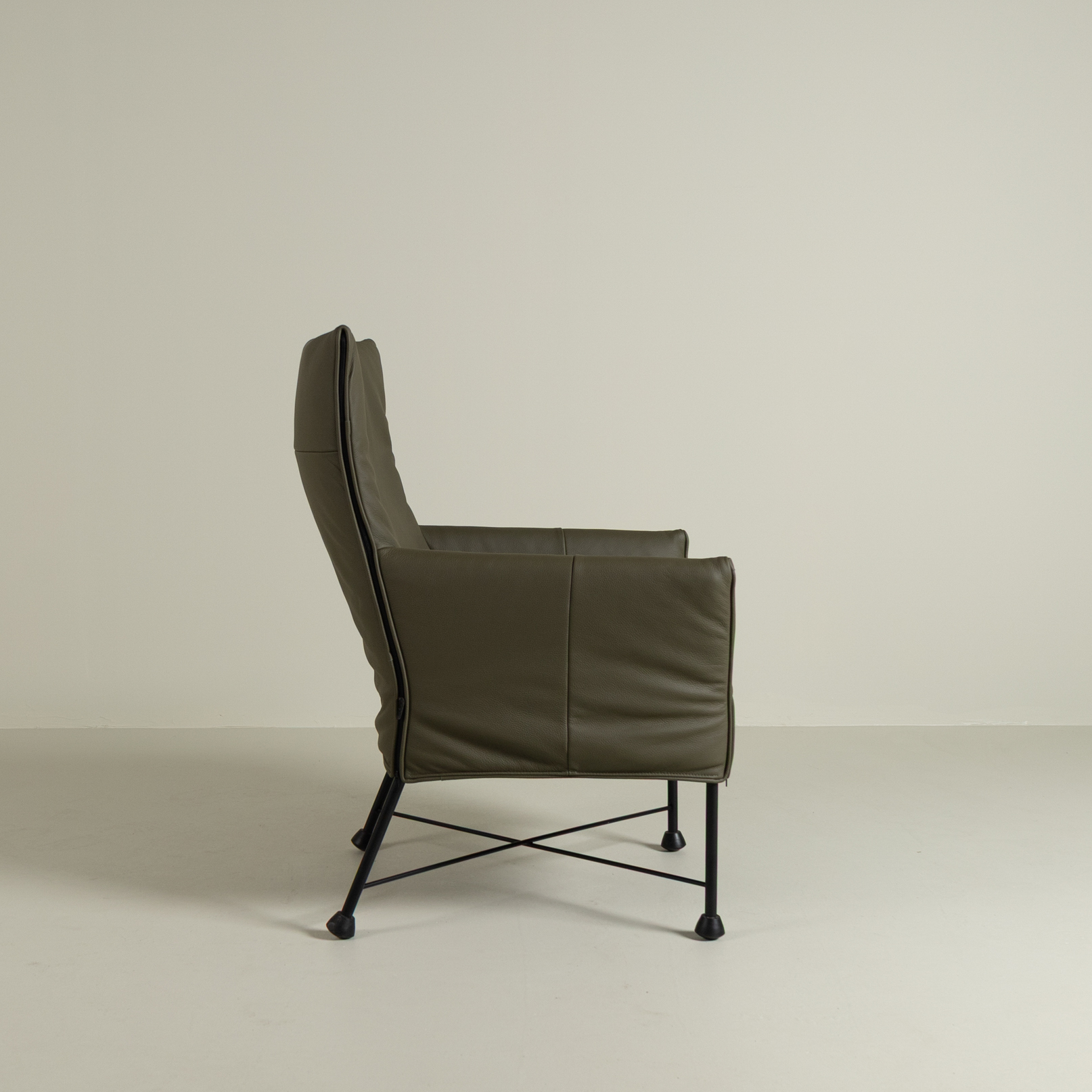 Montis Charly Fauteuil Groen Leer - Zwart (Op Doppen)