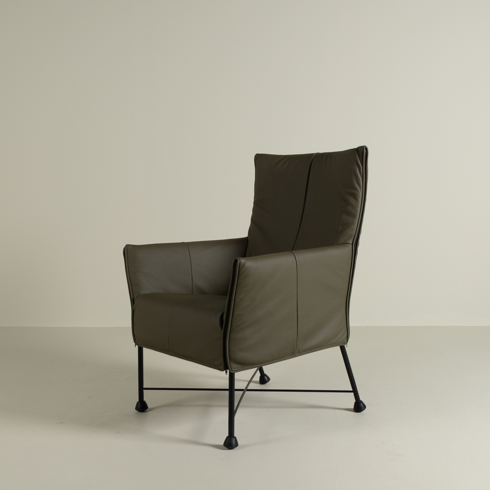 Montis Charly Fauteuil Groen Leer - Zwart (Op Doppen)