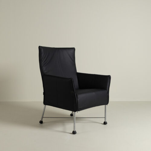 Montis Charly Fauteuil Zwart Leer - Aluminium (Op Doppen)