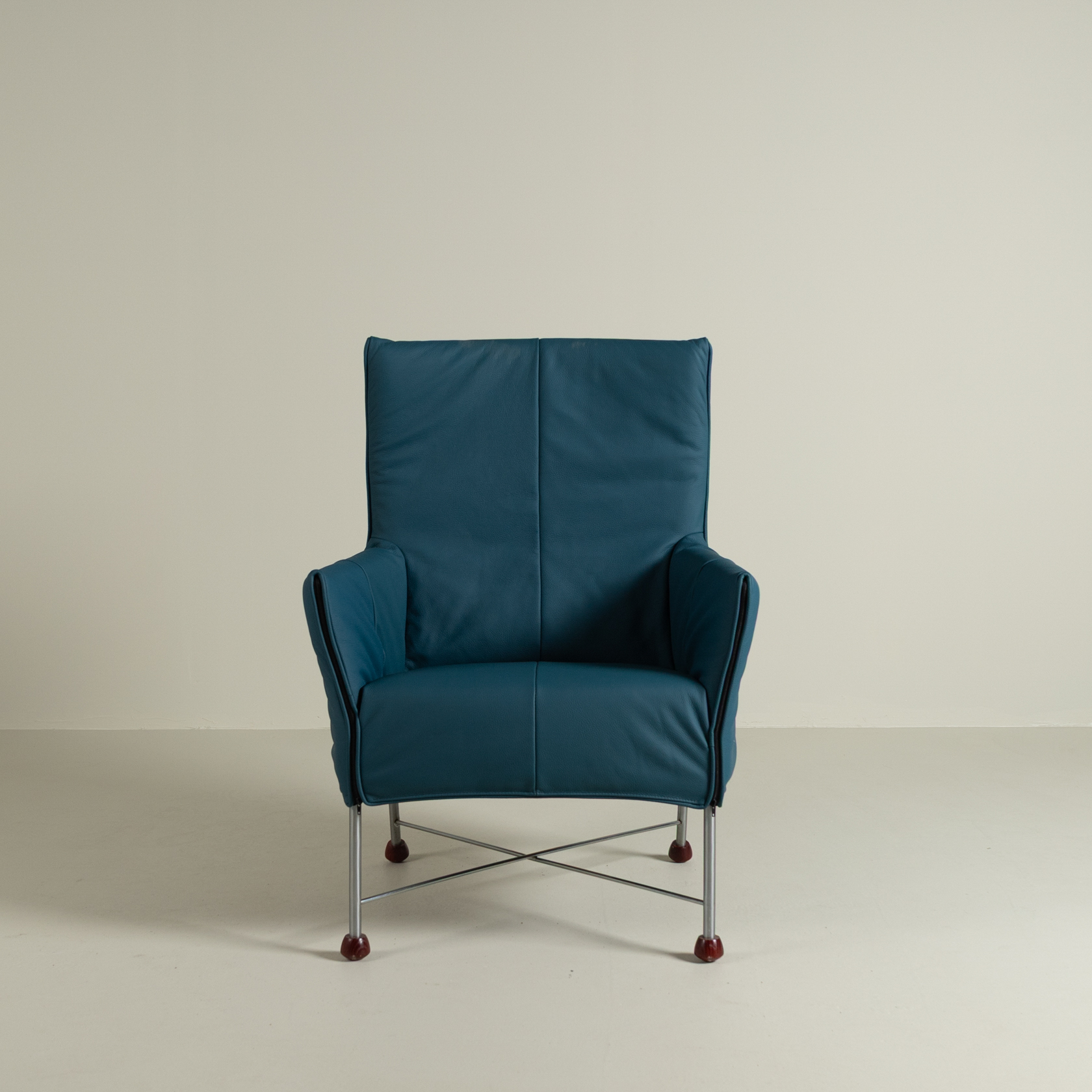Montis Charly Fauteuil Turquoise Leer - Aluminium (Op Doppen)