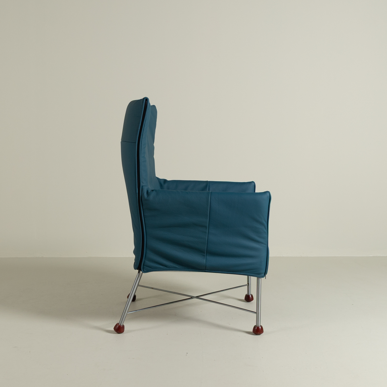Montis Charly Fauteuil Turquoise Leer - Aluminium (Op Doppen)