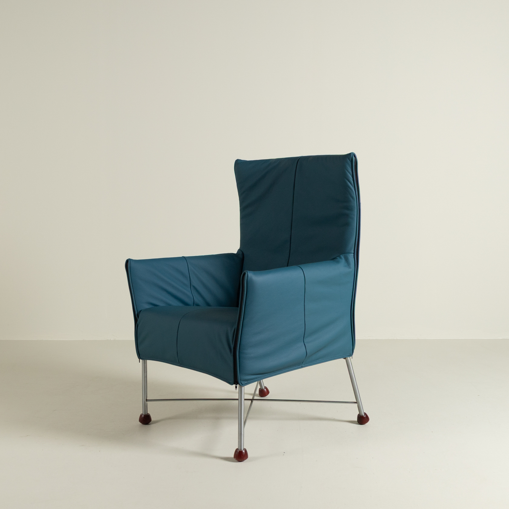 Montis Charly Fauteuil Turquoise Leer - Aluminium (Op Doppen)