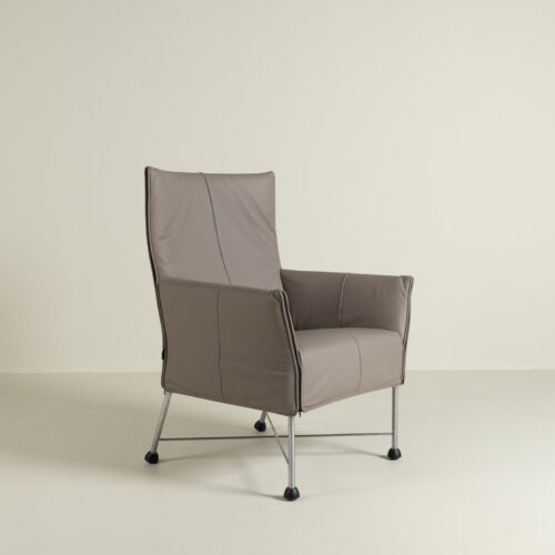 Montis Charly Fauteuil Grijs Leer - Aluminium (Op Doppen)