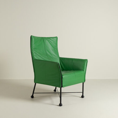 Montis Charly Fauteuil Groen Leer - Zwart (Op Doppen)