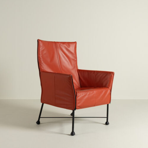 Montis Charly Fauteuil Tomato Leer - Zwart (Op Doppen)