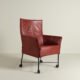 Montis Charly Fauteuil Rood Leer - Zwart (Op Wielen)