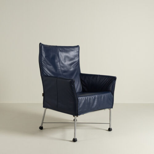Montis Charly Fauteuil Blauw Leer - Aluminium (Op Doppen)
