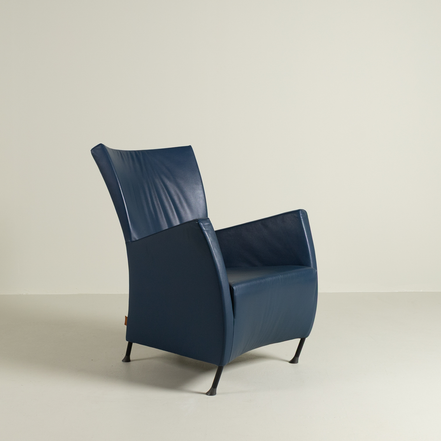 Montis Windy Fauteuil Marineblauw Leer - Zwart