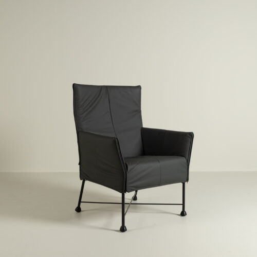 Montis Charly Fauteuil Zwart Leer - Zwart (Op Doppen)