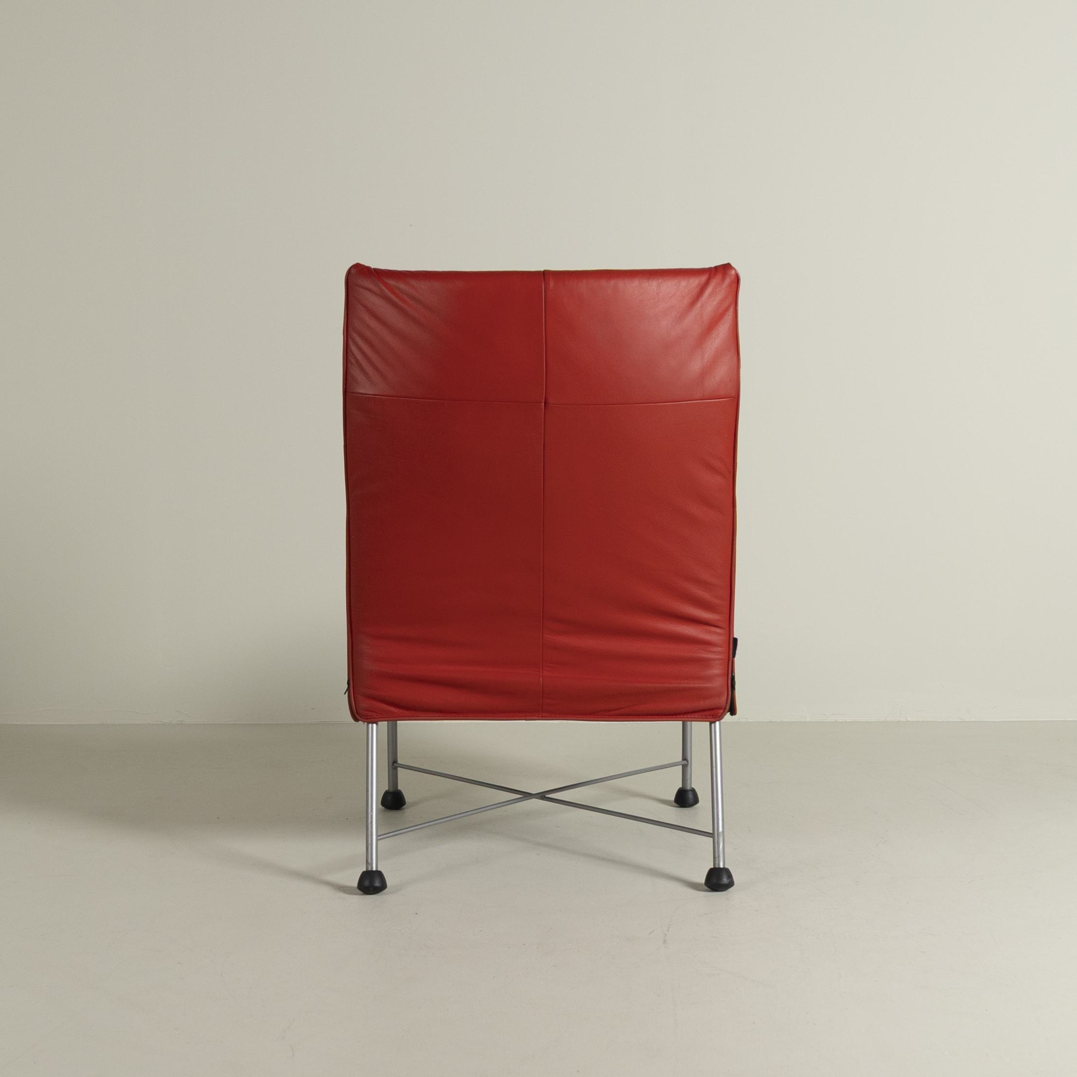 Montis Charly Fauteuil Ferrari Rood Leer - Grijs (Op Doppen)